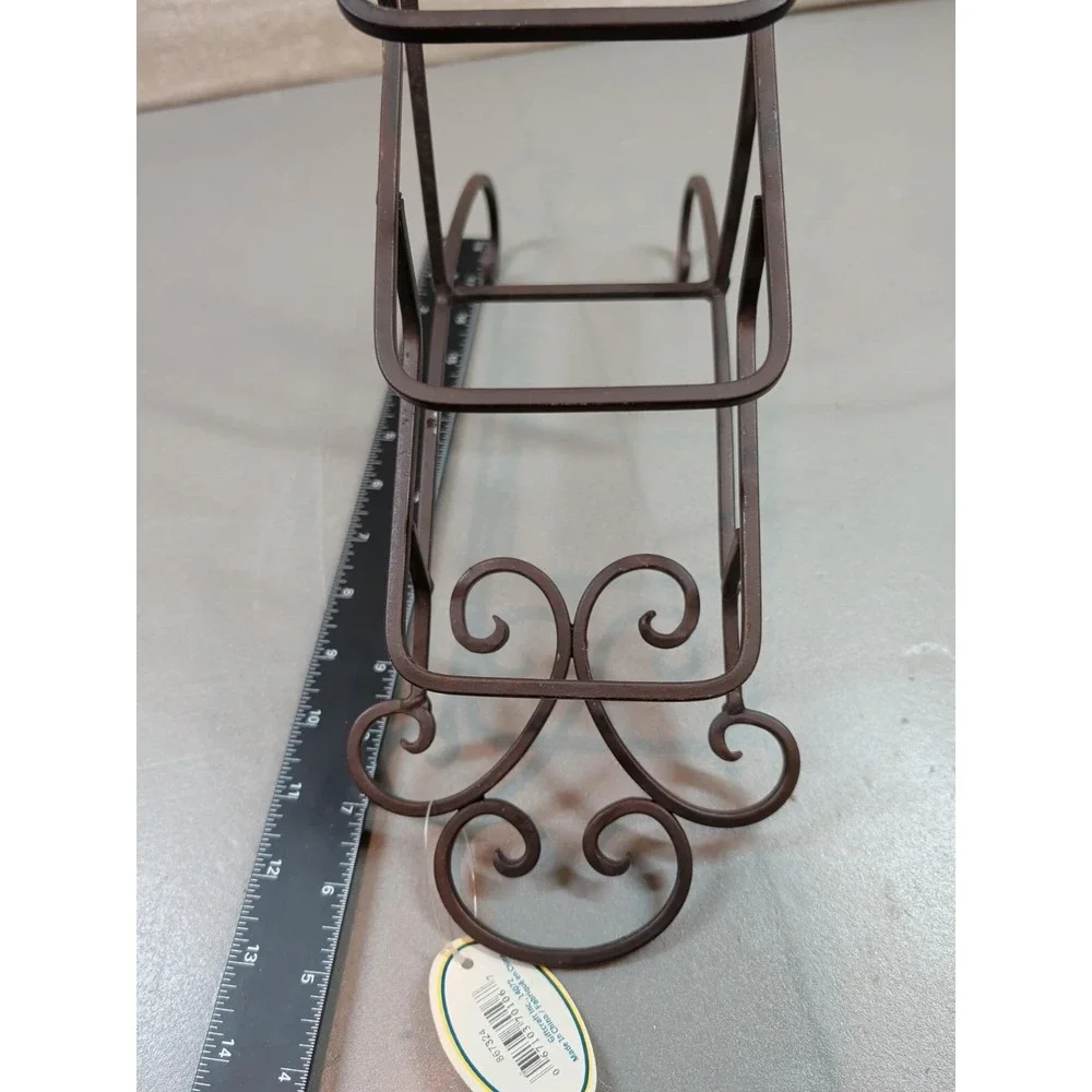 Giftcraft 3 Tier Metal Wine Bottle Rack Scroll Design Brown 867324 Countertop